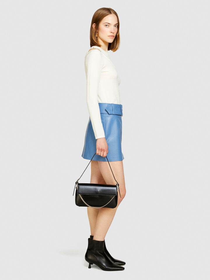 Mini skirt with maxi belt - women's mini skirts - Light Blue | Sisley image number 2